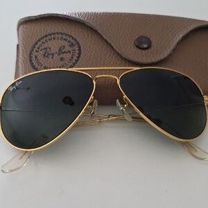 Ray-Ban Gold Aviator Sunglasses with Dark Lenses